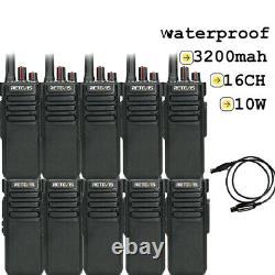10Pack Retevis RT29 VHF136-174Mhz Walkie Talkies IP67 10W VOX Two Way Radios+USB
