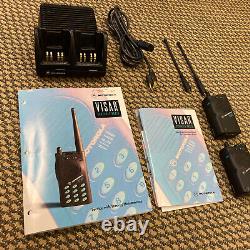 2 Motorola Visar 800MHz UHF Portable Radios with Talk-Around Dual Charger Manuals