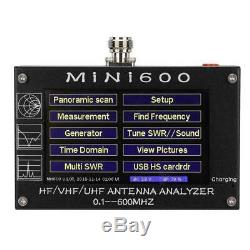 2020 Mini600 4.3 Touch LCD 0.1-600MHz HF/VHF/UHF ANT SWR Antenna Analyzer Meter