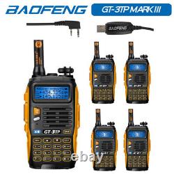 5 Baofeng GT-3TP MarkIII 1/4/8W HP 2m/70cm Band VHF UHF Transceiver + Cable US