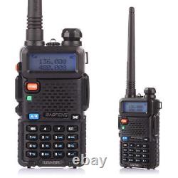 5Pack Baofeng UV-5R Two-way Radio VHF/UHF FM Transceiver+ Programming Cable