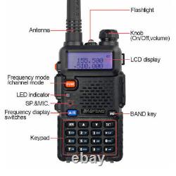 5Pack Baofeng UV-5R Two-way Radio VHF/UHF FM Transceiver+ Programming Cable