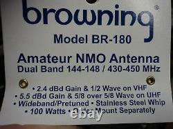 BR-180 Browning DUAL BAND ANTENNA 2 METER 144 / 440 Mhz NMO 3 dB VHF 6 dBd UHF
