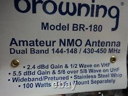 BR-180 Browning DUAL BAND ANTENNA 2 METER 144 / 440 Mhz NMO 3 dB VHF 6 dBd UHF