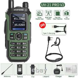 Baofeng UV-21 Pro V2 Walkie Talkie Tri Band Type-C Charging FM Ham Two Way Radio