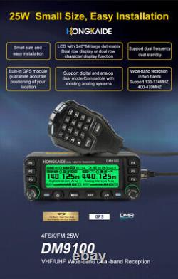 DM9100 Vehicle DMR Digital Mobile Radio UHF VHF 25W FM Transceiver Bluetooth GPS