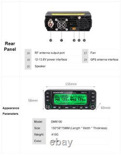 DM9100 Vehicle DMR Digital Mobile Radio UHF VHF 25W FM Transceiver Bluetooth GPS