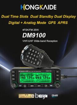 DM9100 Vehicle DMR Digital Mobile Radio UHF VHF 25W FM Transceiver Bluetooth GPS