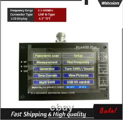 Max600 Plus HF/VHF/UHF Antenna Analyzer 0.1-600MHZ with 4.3 TFT LCD Touch Screen