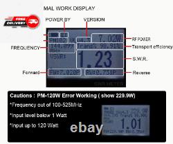 PM-120W Digital VHF UHF 125-525Mhz Power SWR Meter and Frequency Counter HF R