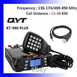 QYT KT-980Plus Car Mobile Radio Dual Band VHF/UHF High Power FM Transceiver