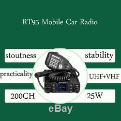 Retevis RT95 Mobile Car Radio Dual Band VHF144-148MHz UHF430440MHz 25W 200CH
